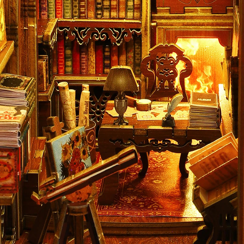 Le book nook "La bibliothèque de l'explorateur"